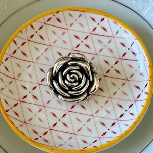 Vintage 925 Sterling Silver 3D Rose Slide Pendant